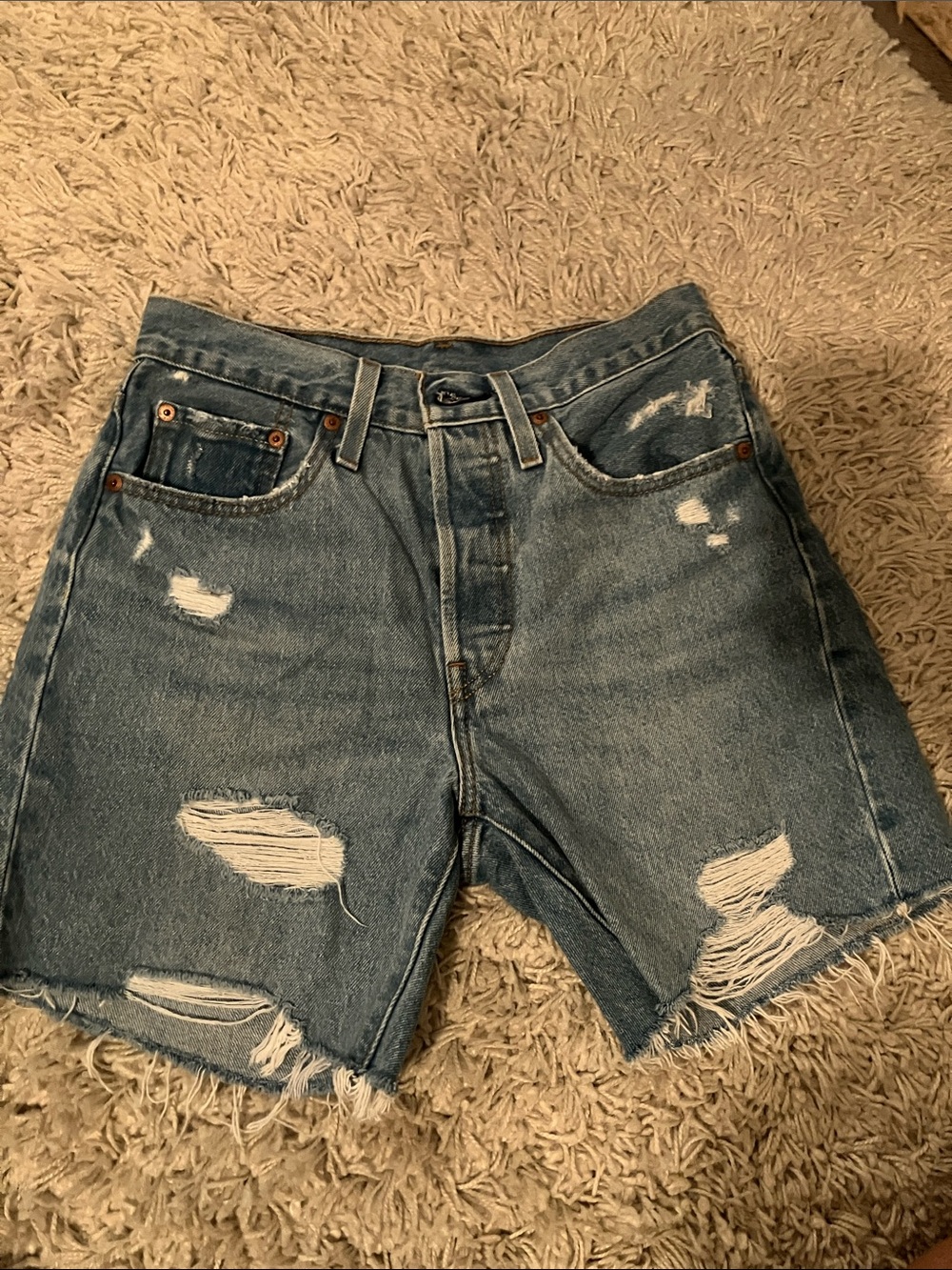 Levi's Distressed Blue Denim Cutoff Shorts